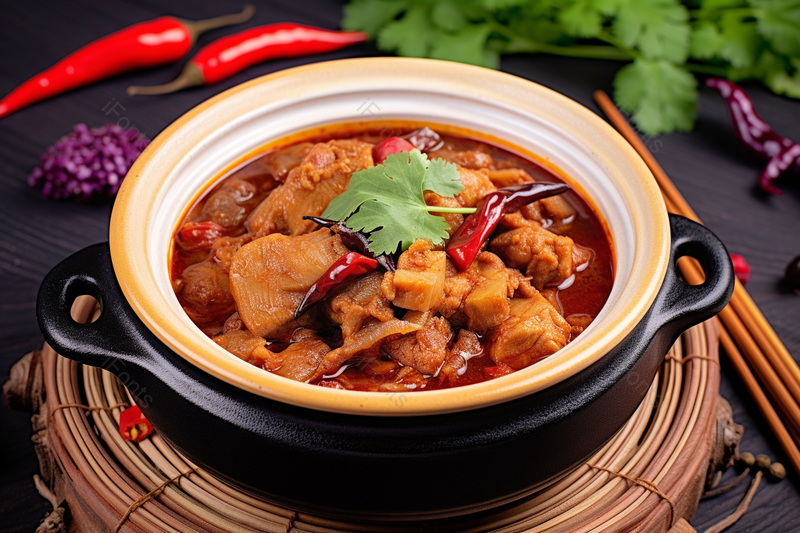 色香味俱全的美味的水煮肉片砂锅炖肉,高清,摄影图,摄影图片,图片大全,摄影图免费下载